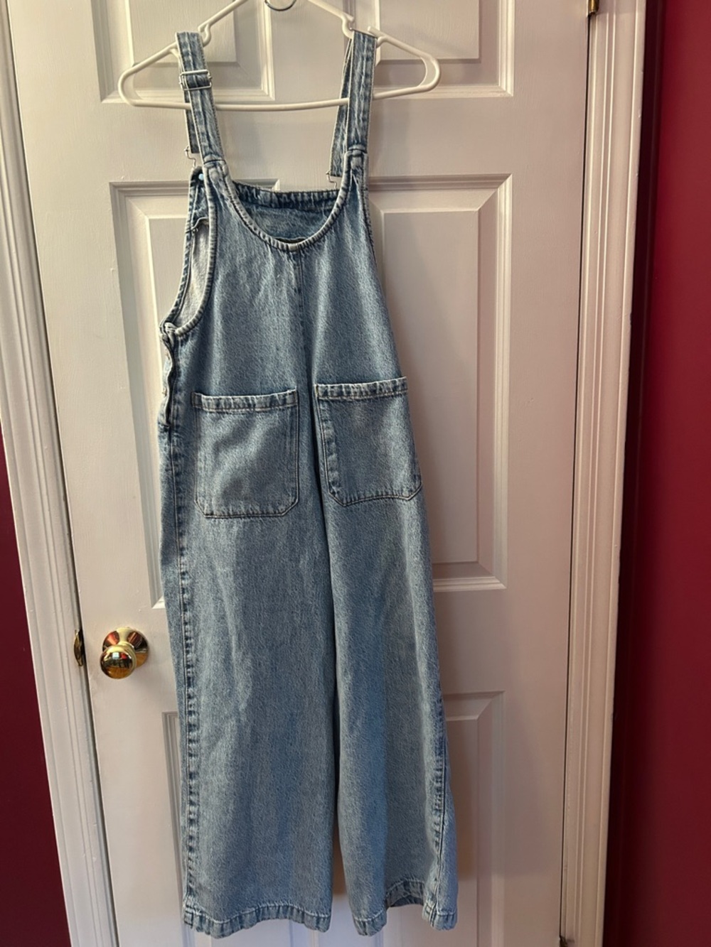 Mango Light Wash Cropped Denim Overalls | Size XS - Picture 3 of 4